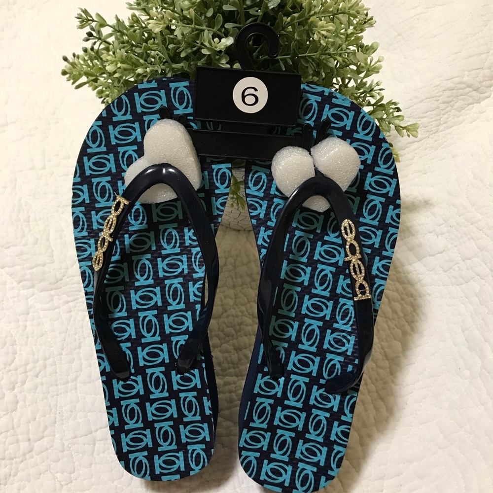Bebe rhinestone logo rubber thong sandals 6